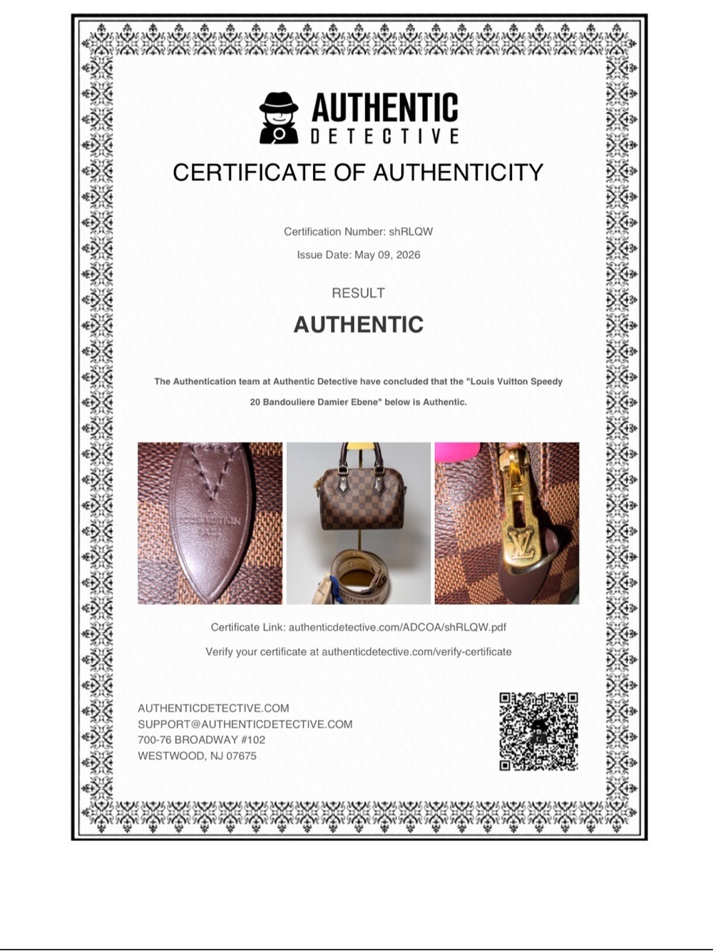 SOLD Louis Vuitton Speedy 20 Bandouliere Damier Ebene w/COA, dust bag & box - Picture 3 of 16
